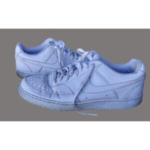 Nike White Leather Court Vision Low-Top Sneakers Mens Size 11.5 V01 A